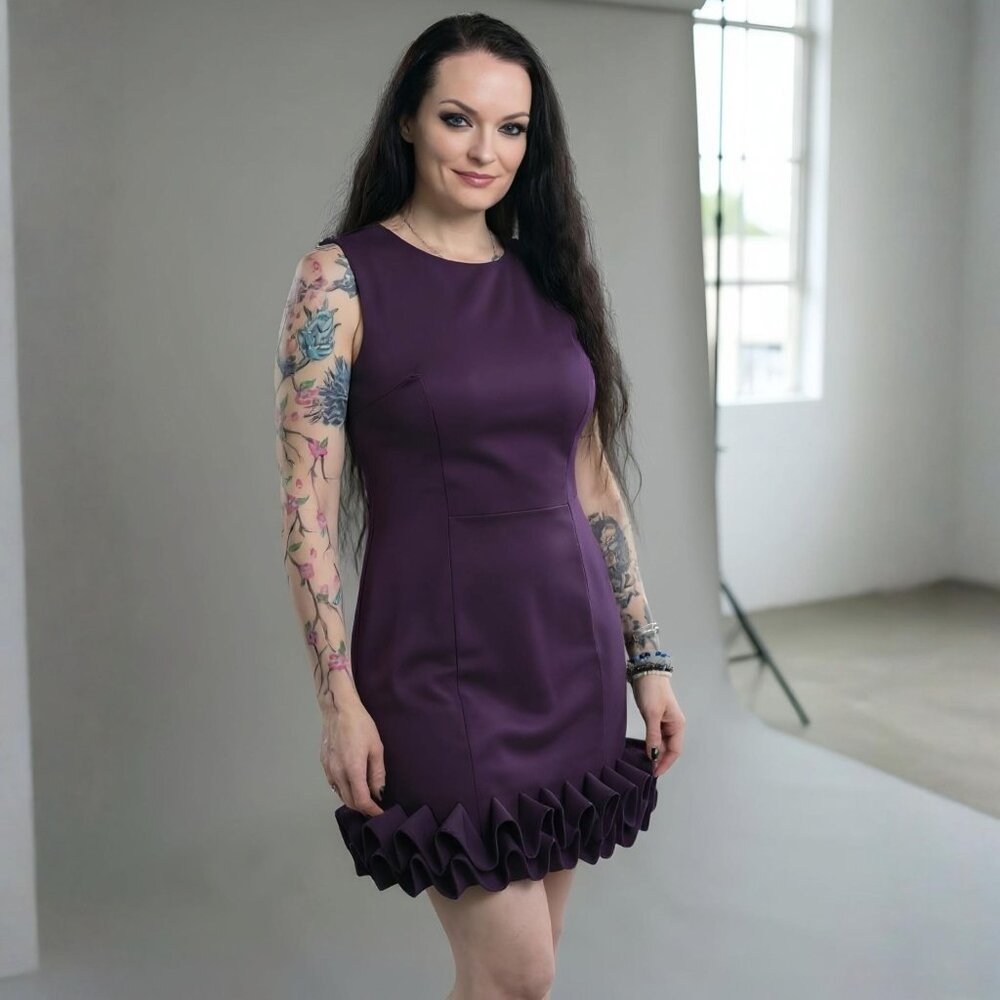 Maia ✦ Purple Sleeveless Mini Dress ✦ Ruffle Hem w/ Back Zip Lined Size 4